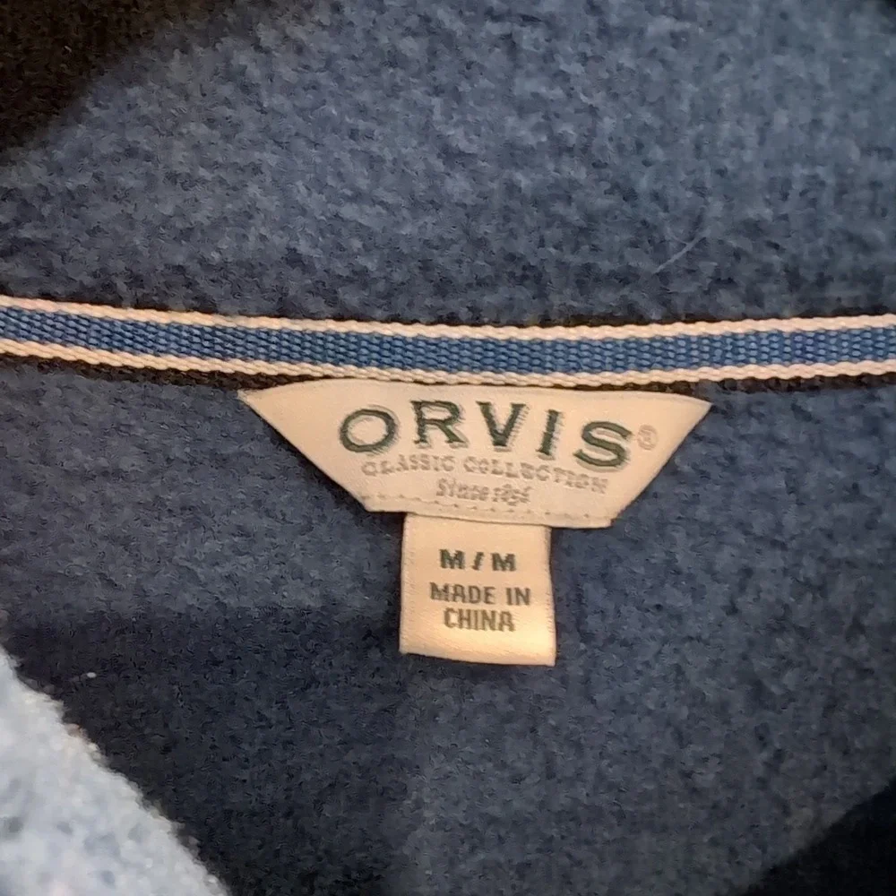 Orvis Mens Soft Shell Fleece Jacket Turquoise Blue Size Medium Pockets Int & Ext